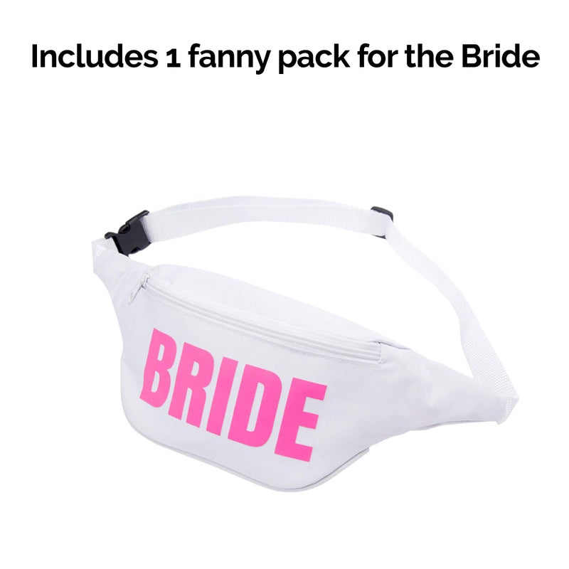Pop Fizz Designs Bachelorette 80s Fanny Pack Set | 7 Pack | 1 Bride Fanny Pack and 6 Squad Fanny Packs | Bachelorette Party Favors - Image 2